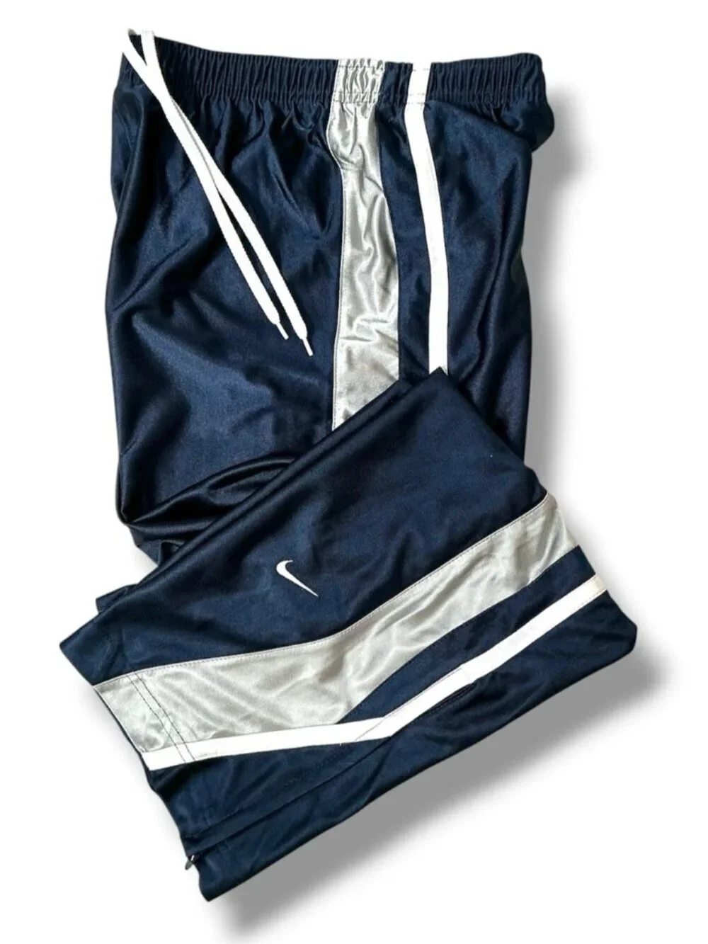 Nike Track Pants Drawstring Elasticized Waist Zip Leg Hem Navy Blue Youth Large